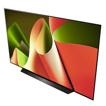 Close-up image of LG OLED TV, OLED B4 from the base, showing 2-pole stand