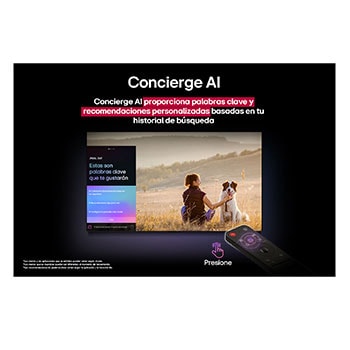 Close-up of an LG OLED TV screen showing how AI Search works. A small chat window is open showing how the user asked for what sports games are available. AI search responded via chat and by showing thumbnails of available content. There is also a prompt to ask Microsoft Copilot. 