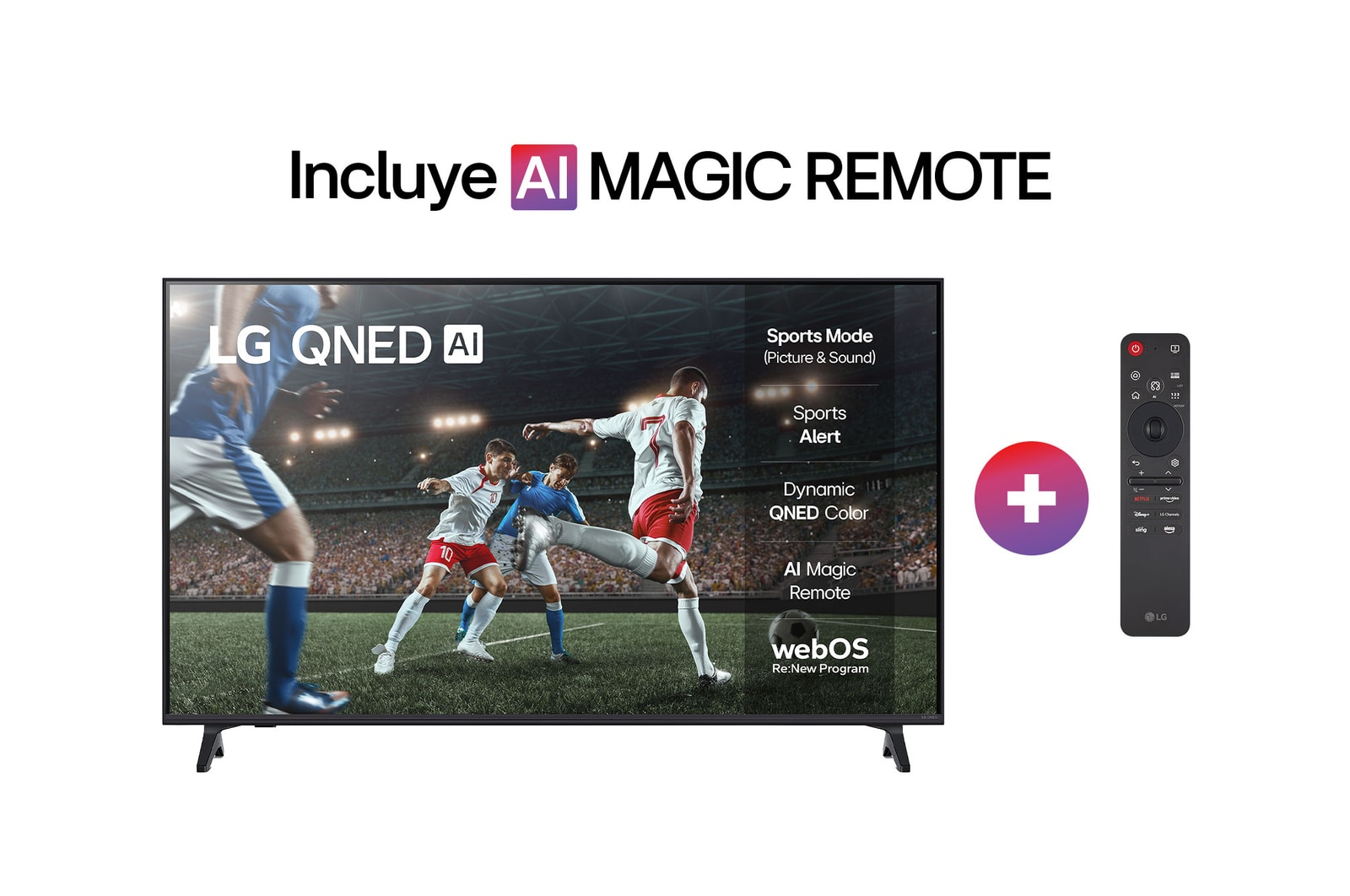 Front view of 65" LG QNED73 AI 4K Smart TV colores más reales  65QNED73ASA