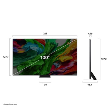 Vista lateral izquierda del TV LG QNED evo QNED85 