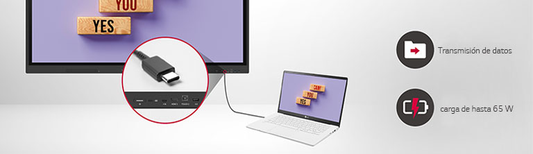LG CreateBoard transmite datos fácilmente a través de la conectividad USB-C y puede cargar hasta 65 W.