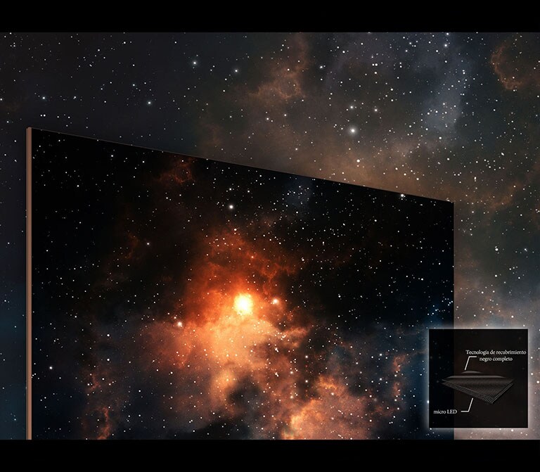 El LG MAGNIT muestra un cúmulo de estrellas que brilla en el universo oscuro con colores profundos y vivos.