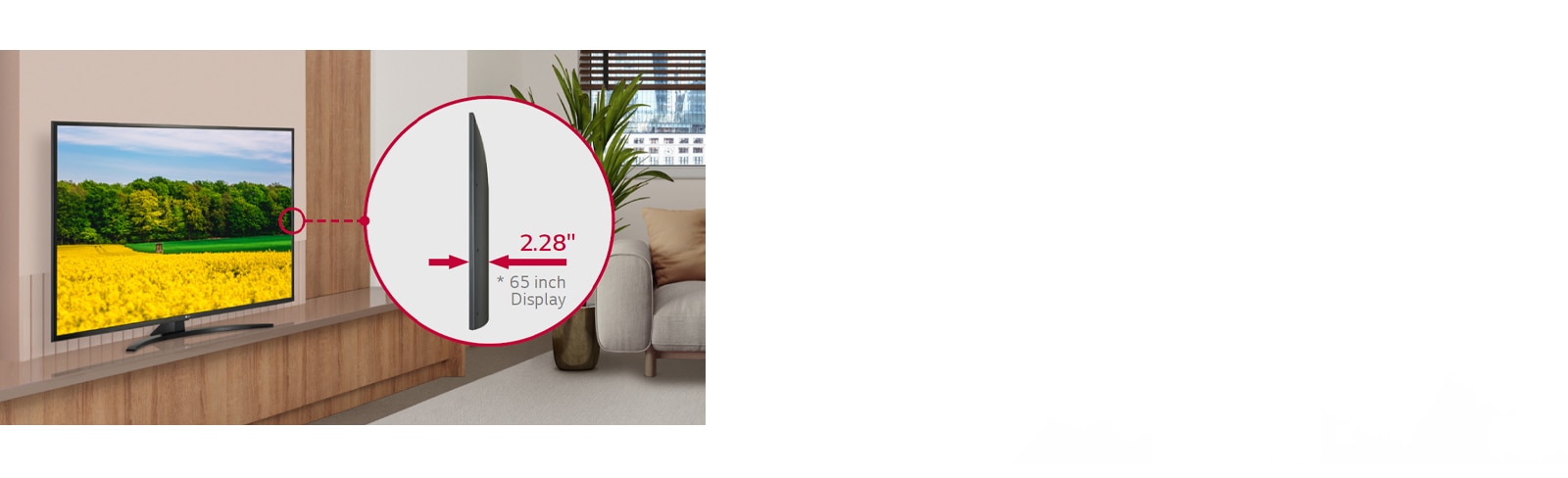 UM670H se instala armónicamente en la habitación del hotel, y la vista lateral se amplía para que se vea.