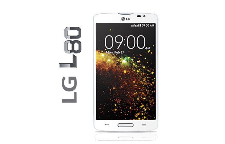 Front view of LG L80, SMARTPHONE CON PANTALLA IPS DE 5.0&#39;&#39;, ANDROID 4.4 KITKAT, PROCESADOR DUAL CORE DE 1.2 GHZ, CÁMARA DE 8MP Y BATERÍA DE 2540MAH Disponible en Panamá LG L80 D373