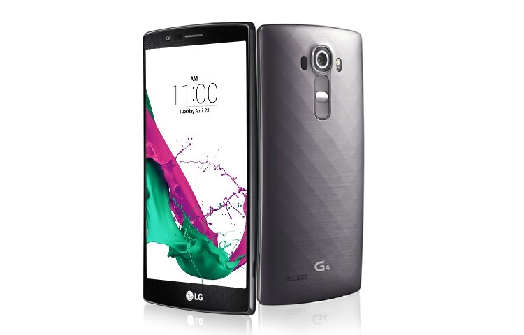 Front view of LG G4, Android 5.1 Lollipop, Pantalla 5.5&#39;&#39; Quad HD, cámara de 16MP con Laser Auto Focus y cámara frontal de 8MP. Disponible para Puerto Rico. LGH810PR METALLIC-GRAY