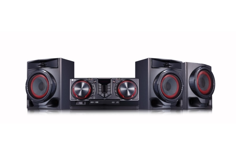 Front view of Minicomponente LG XBOOM CJ45 de 720 W de potencia RMS, Multi Bluetooth, TV Sound Sync, Karaoke CJ45
