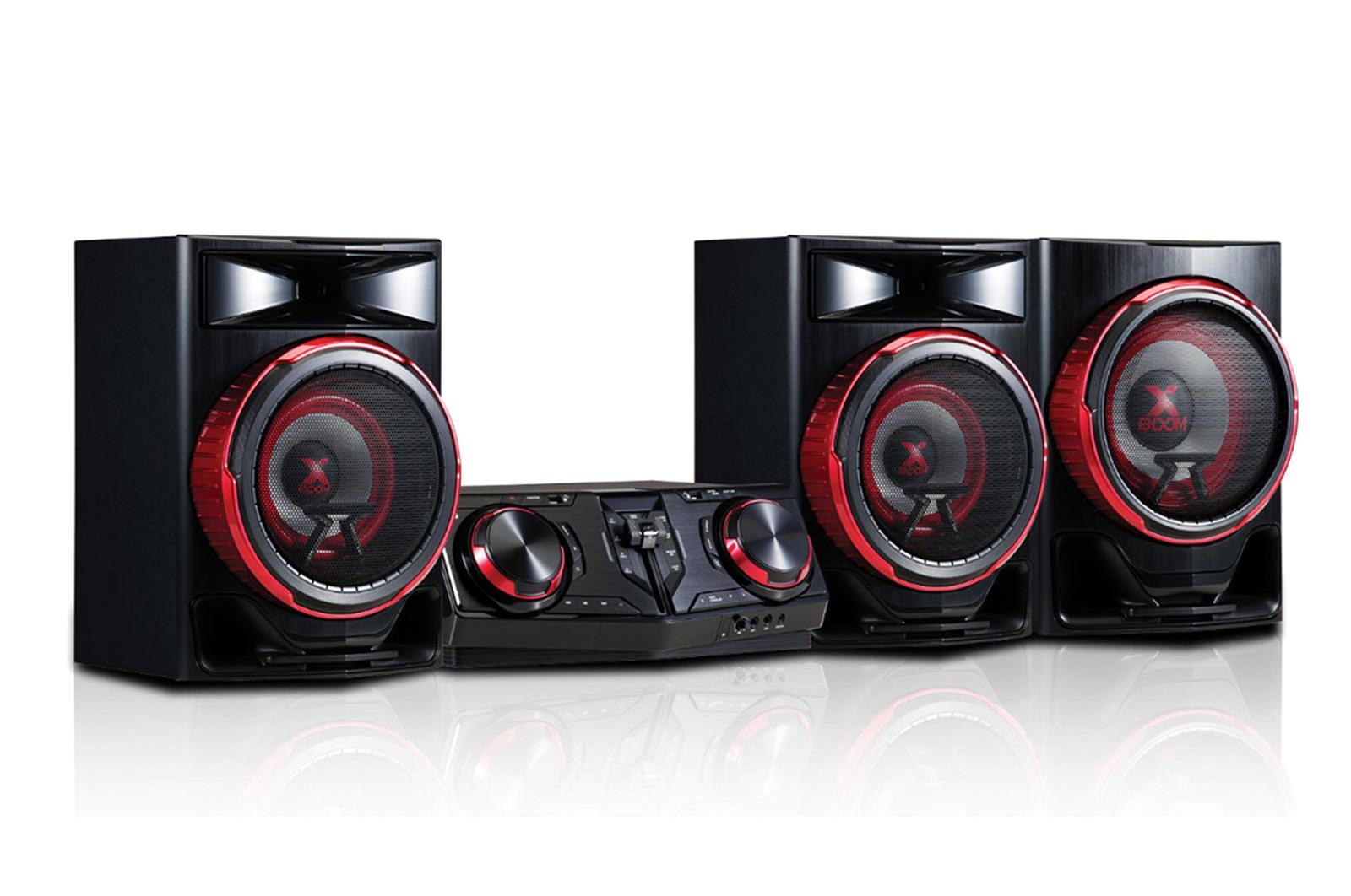 Front view of Minicomponente LG XBOOM CJ88 de 2900 W de potencia RMS, Multi Bluetooth, TV Sound Sync, Karaoke CJ88