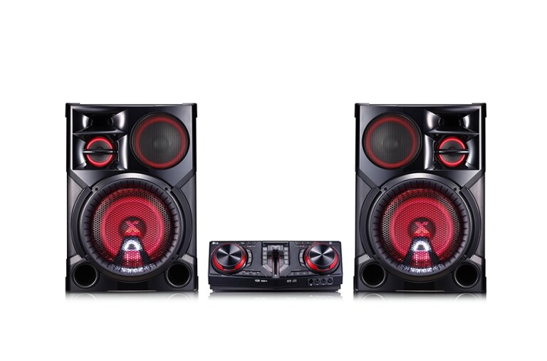 Front view of Minicomponente LG XBOOM CJ98 de 3500 W de potencia RMS, TV Sound Sync, DJ Loop, Karaoke CJ98