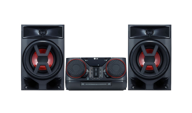 Front view of Minicomponente LG XBOOM CK43 de 380 W de potencia RMS, Multi Bluetooth, TV Sound Sync CK43
