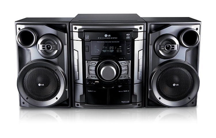 Front view of 1,700W de potencia, entrada USB y optimizador MP3. MCD112B