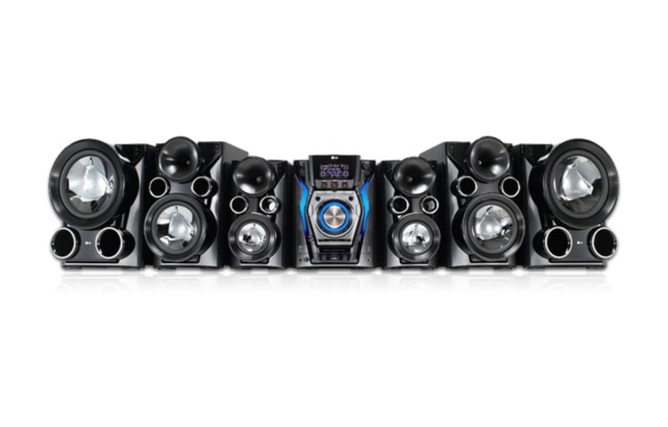 Front view of 6 bocinas X-metalizadas para que la música se escuche con potencia. MCV1306