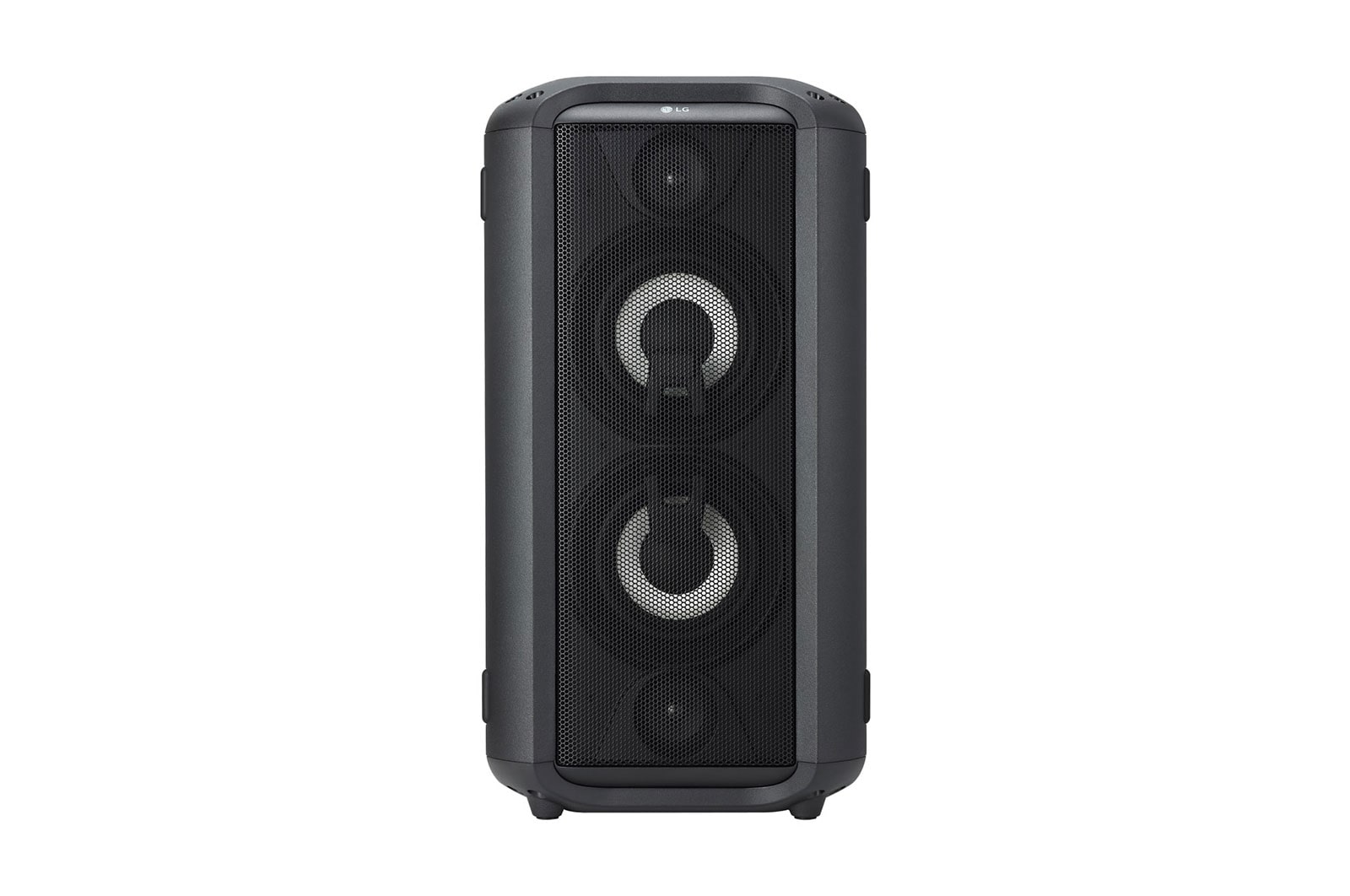 Front view of Torre de sonido LG XBOOM RL4, 150 W de potencia, iluminacion multicolor, karaoke RL4