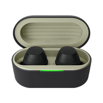 cradle front view with earbuds inside