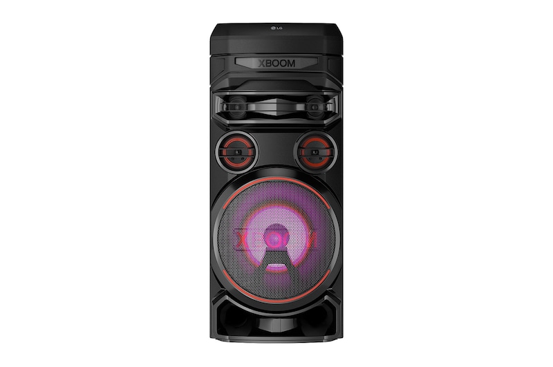 Front view of Torre de sonido LG XBOOM RNC7 | Karaoke Star | Potenciador de bajos | Doble salida de medios | DJ App y DJ Pad | Super Bass Boost | Multi Bluetooth RNC7