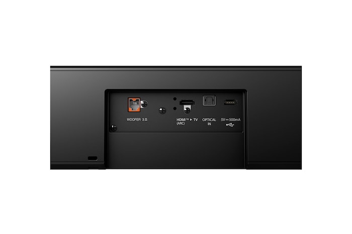 Soundbar top view with grill part separated