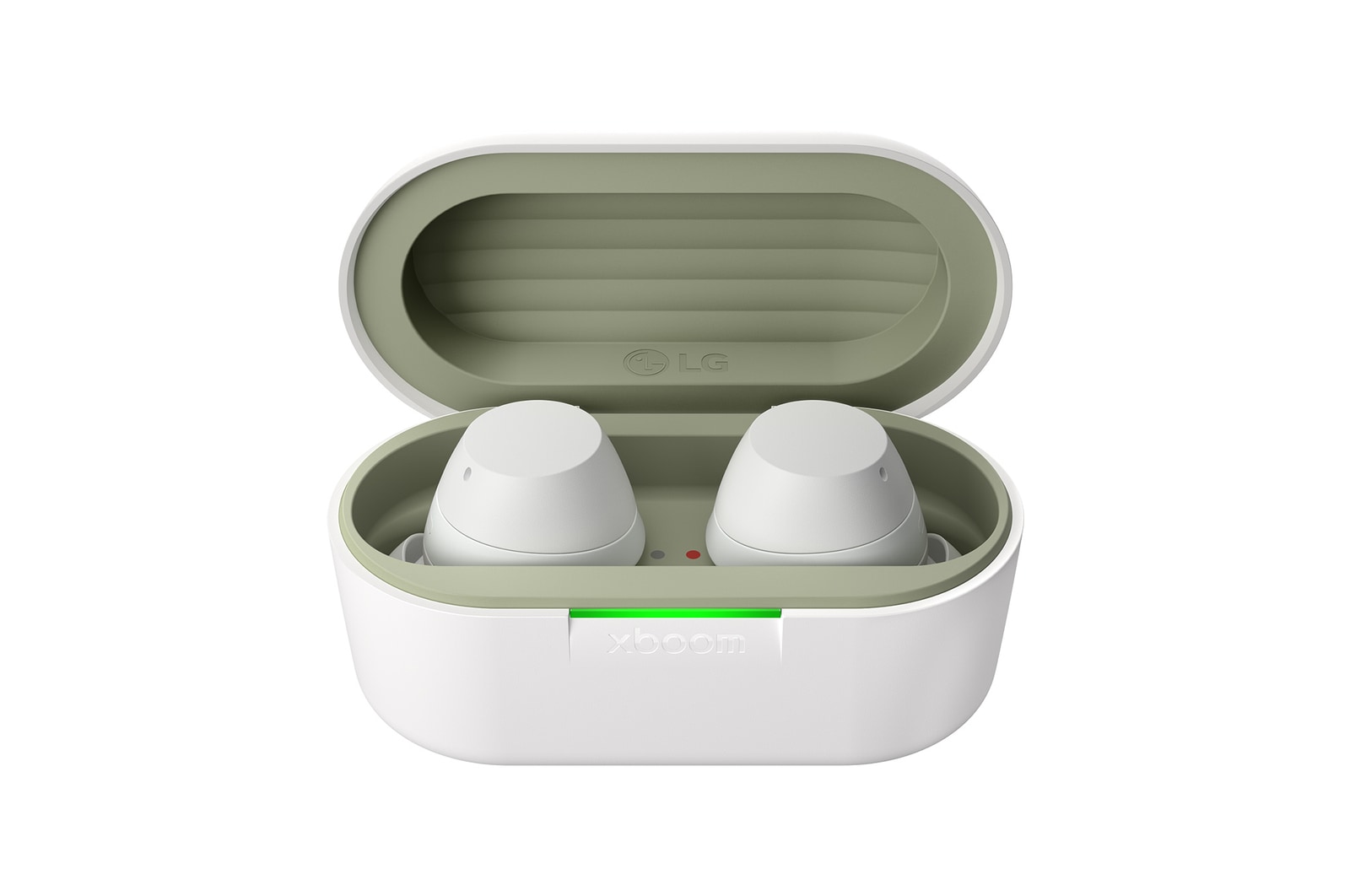 cradle front view with earbuds inside