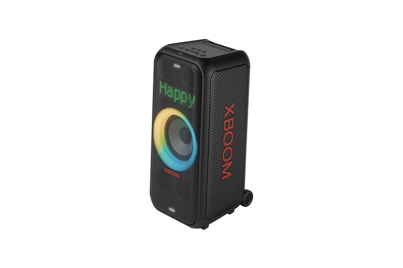 Right side forward with all lighting on. It shows XBOOM logo.