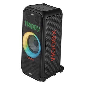 Right side forward with all lighting on. It shows XBOOM logo.