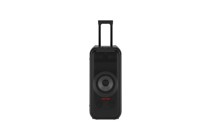 Close up of speaker top. It shows buttons and LG logo.