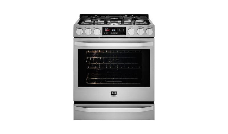 Front view of LG STUDIO 6.3 cu. Ft. Estufa a gas LSSG3016ST