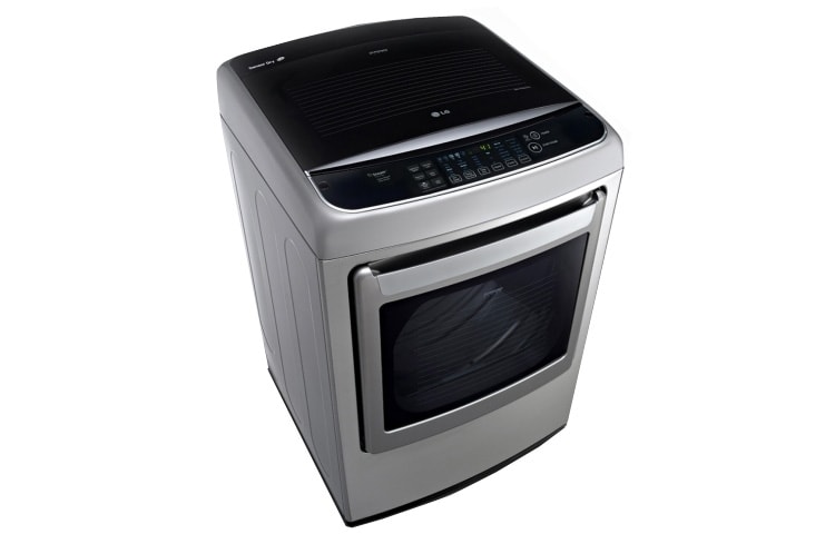 Front view of 7.3cu.ft Secadora a Gas de Carga Frontal con vapor & ThinQ (Wi-Fi), Color Acero DLGY2139EK1