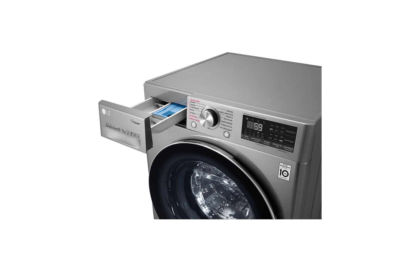 LG 12/7kg Lavasecadora Carga Frontal con Vapor, AI Direct Drive Inverter & Smart ThinQ (Wi-Fi), Color Acero, WD12VVC3S6C