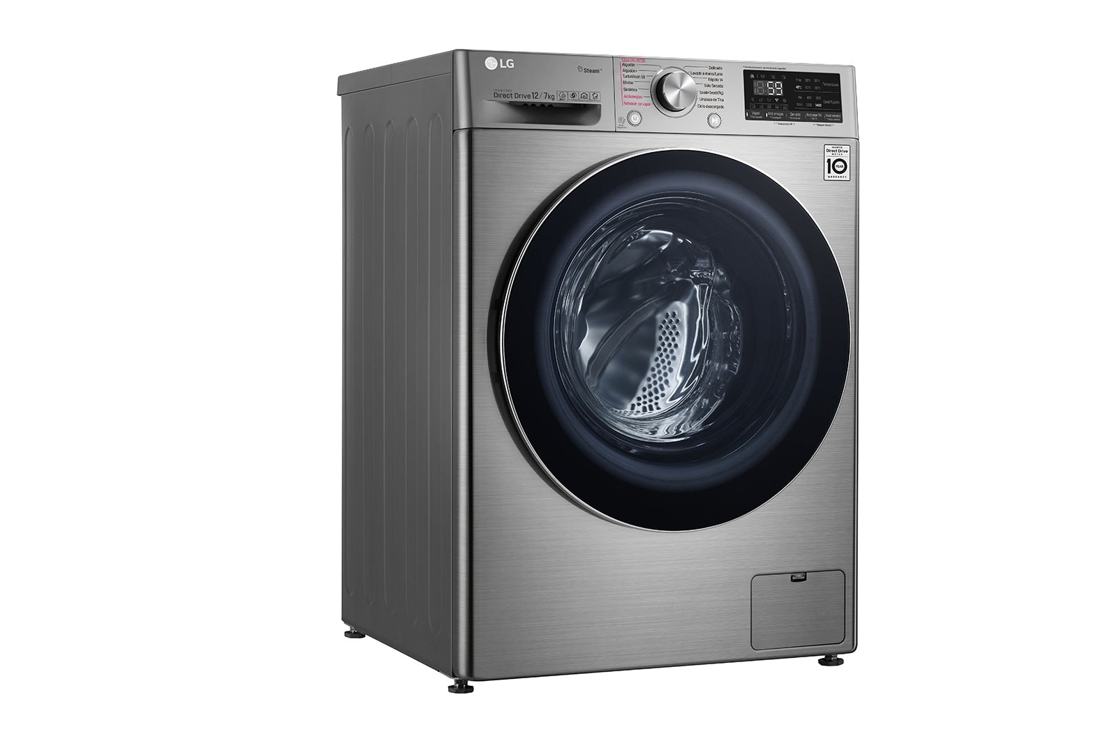 LG 12/7kg Lavasecadora Carga Frontal con Vapor, AI Direct Drive Inverter & Smart ThinQ (Wi-Fi), Color Acero, WD12VVC3S6C