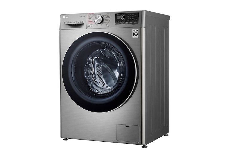 LG 12/7kg Lavasecadora Carga Frontal con Vapor, AI Direct Drive Inverter & Smart ThinQ (Wi-Fi), Color Acero, WD12VVC3S6C