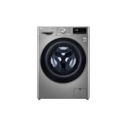 Front view of 12/7kg Lavasecadora Carga Frontal con Vapor, AI Direct Drive Inverter &amp; Smart ThinQ (Wi-Fi), Color Acero WD12VVC3S6C