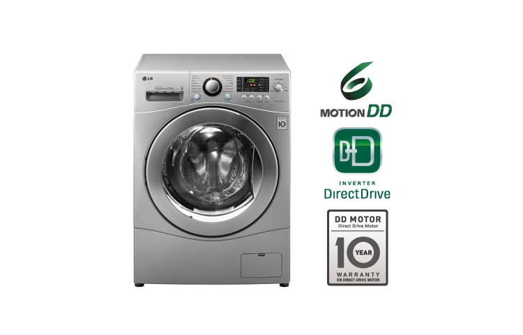 Front view of Lavadora/Secadora 14kg/31Lbs 6Motion, Inverter Direct Drive, Smart Diagnosis, Ahorro de Agua, Color Stone Silver (Noblige) WD1357RD