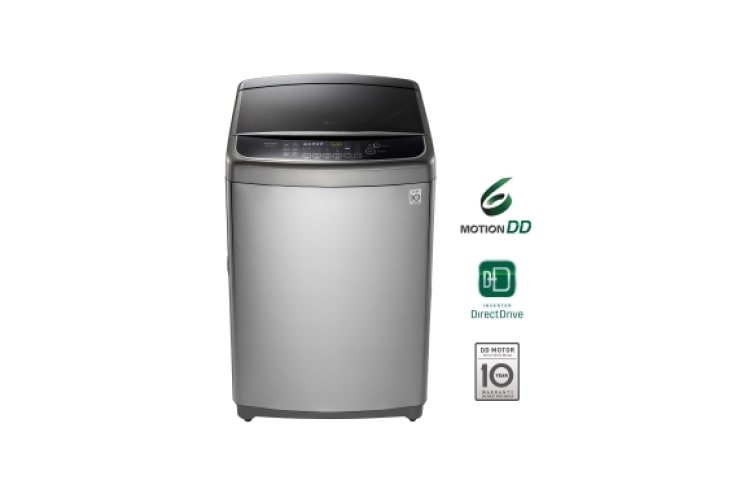 Front view of Lavadora LG 6Motion DD, Carga Superior, 19kg, color Tipo Acero WFS1939NHD