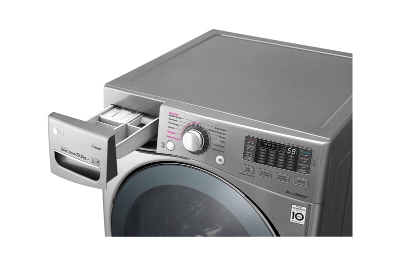 LG Lavadora Direct Drive Inverter de Carga Frontal, Capacidad 20 kgs, 6 Motion DD, TurboWash™, color plateado, WM22VVS6