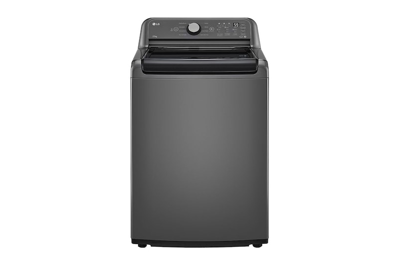 Front view of Lavadora Carga Superior 23kg con Direct Drive Inverter, Agitador, TurboDrum, Smart Diagnosis, Color Middle Black WT23MT6HKA