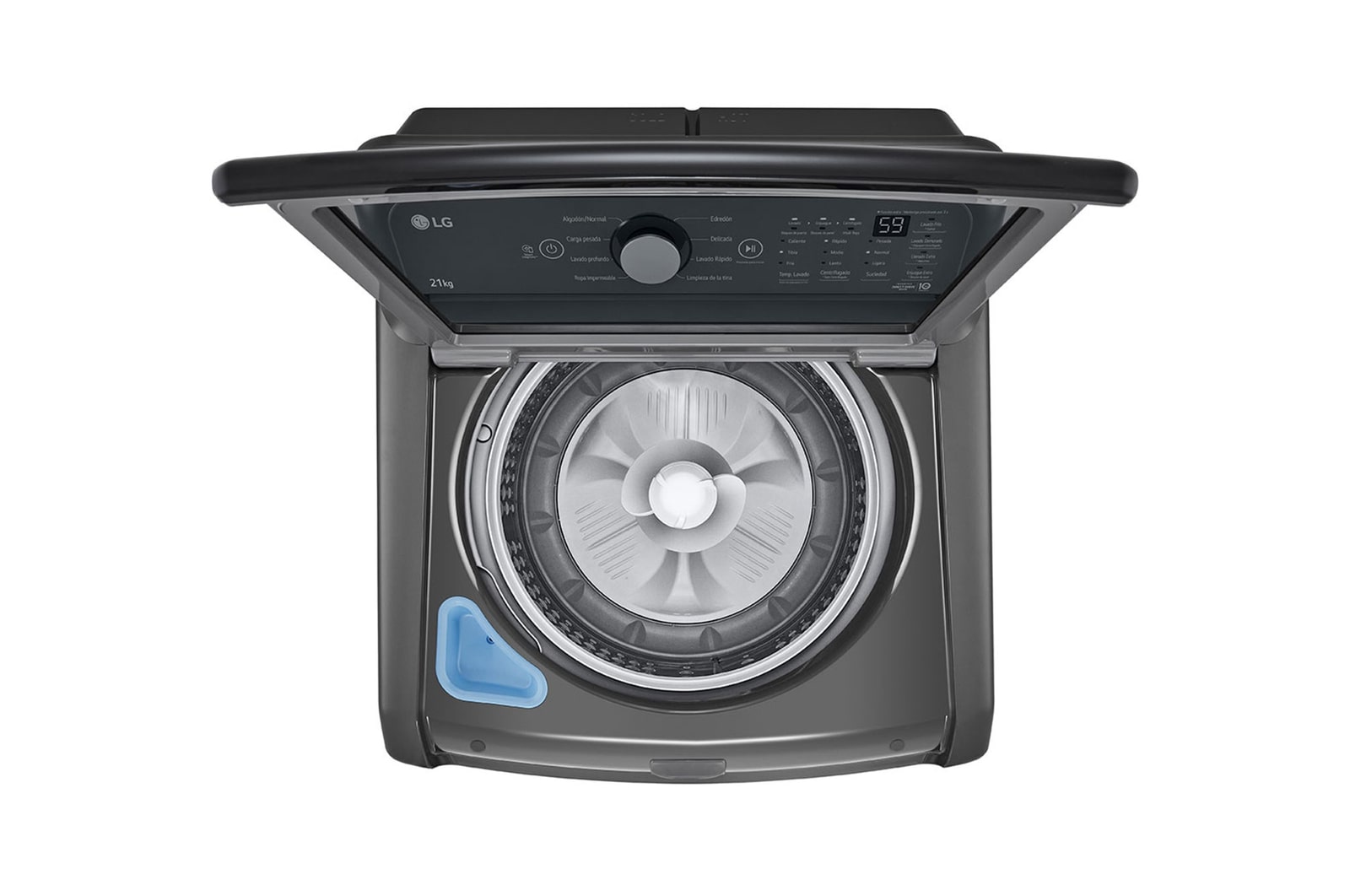 LG Lavadora Carga Superior 23kg con Direct Drive Inverter, Agitador, TurboDrum, Smart Diagnosis, Color Middle Black, WT23MT6HKA