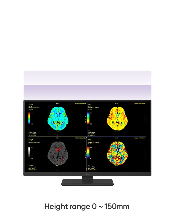 Un video que muestra los ajustes ergonómicos del monitor 27HS713C: altura (0–150 mm), giro (±45°), pivote bidireccional e inclinación (-5° a 25°)