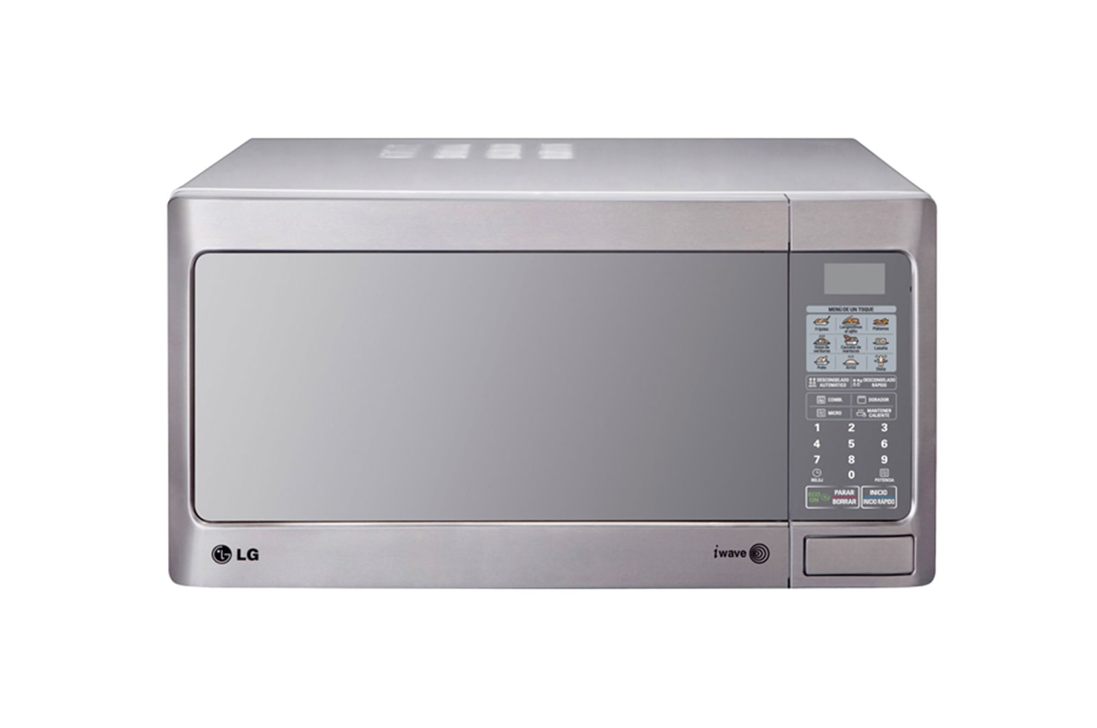 Front view of HORNO CON CAPACIDAD 1,4 PIES/40 LITROS, POTENCIA 1400W EN MICROONDAS Y 1200W EN DORADOR, SISTEMA INTELO WAVE PARA COCCIÓN UNIFORME MH1443XAR