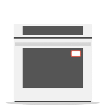 Muestra la cocina/el horno y la ubicación del sticker con su código QR.