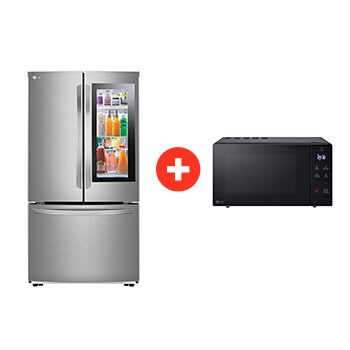 Front view of Refrigeradora French Door 31p³ DoorCooling™+Microondas NeoChef™ Slim 1.1p³ EasyClean™ 900W Negro VF29MS3032