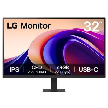 Front view of Monitor 31.5” QHD IPS 100Hz con HDR10 y USB Type-C™ 15W PD 32U631A-B