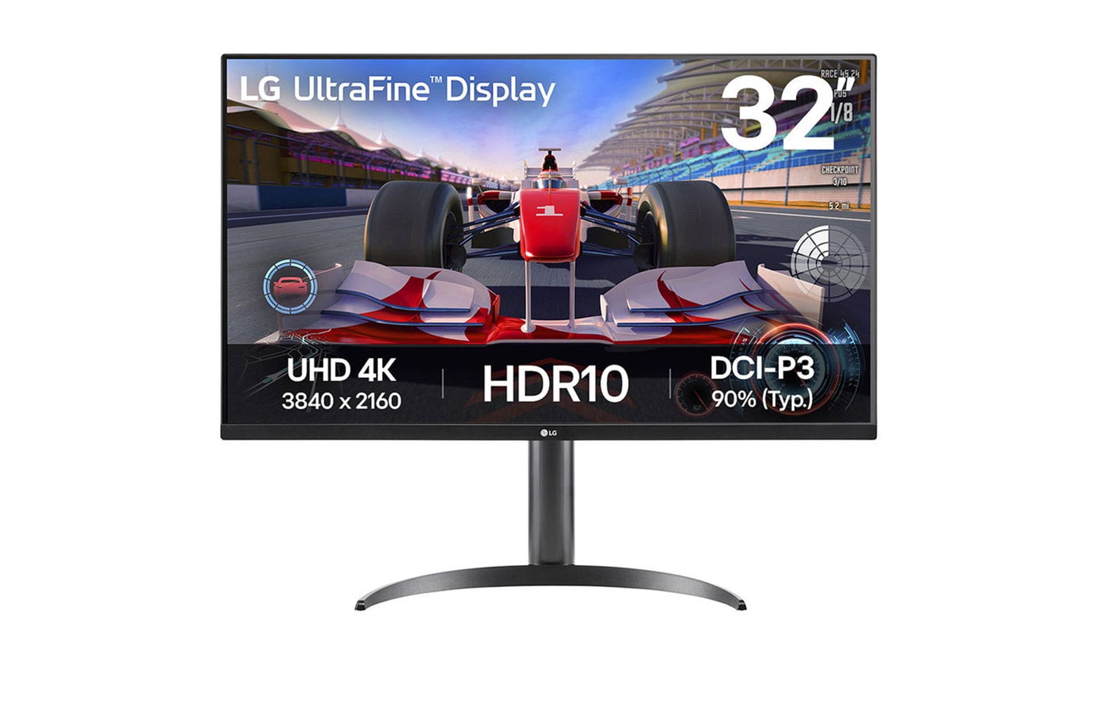 Front view of Monitor LG UltraFine™ 4K HDR de 31.5" con imagen precisa y nítida 32UR550K-B