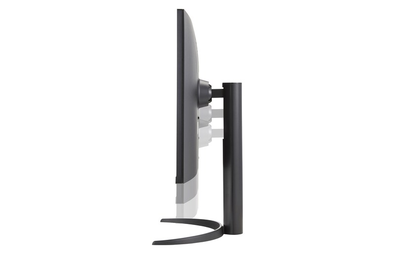 side view of the monitor moving downwards for height adjustment