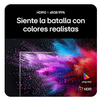 Monitor LG UltraGear 34G600A mostrando colores vívidos con cobertura sRGB 99% y soporte HDR10 para una experiencia de juego realista.