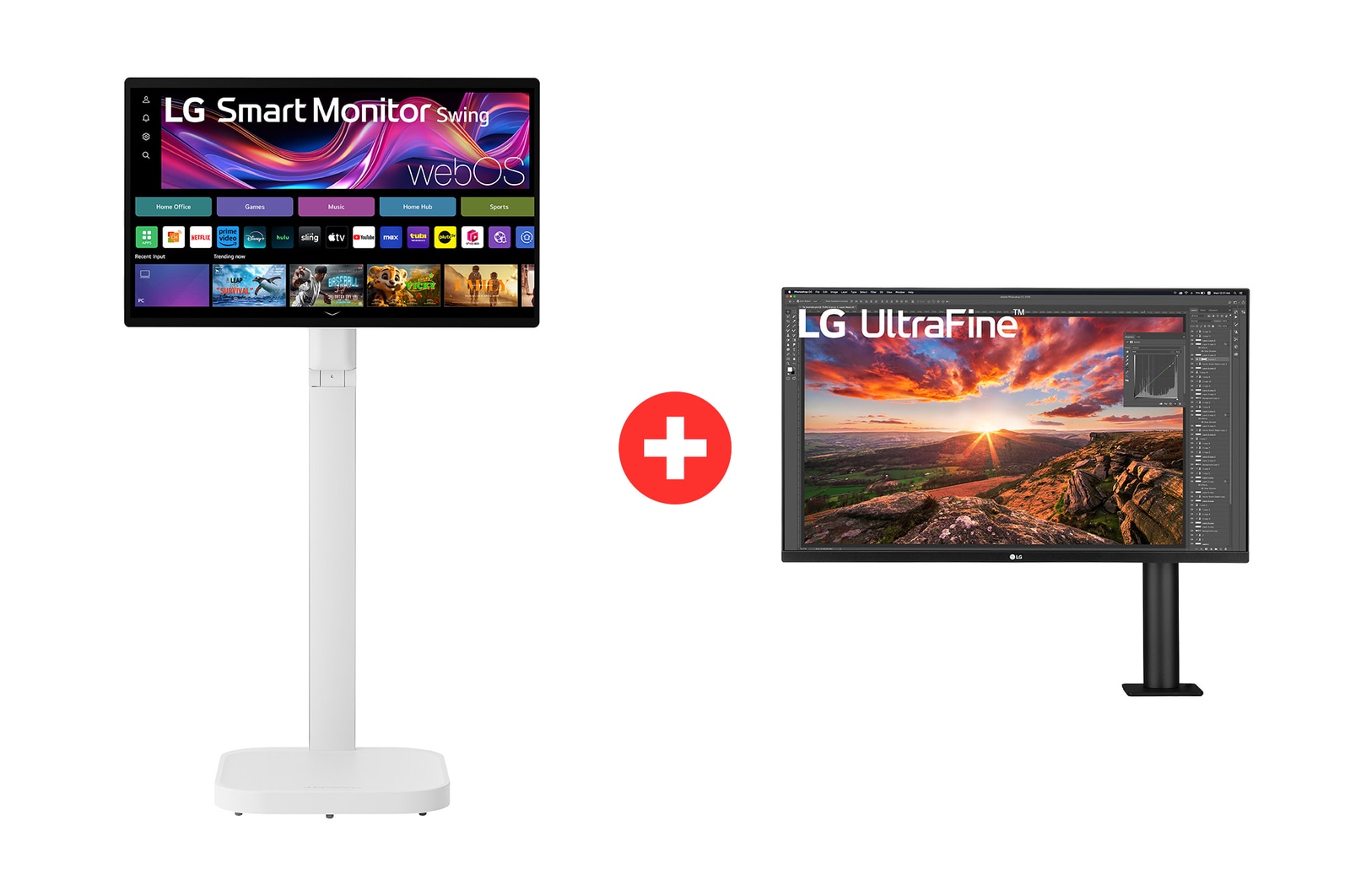 Front view of LG Monitor Inteligente Swing de 31.5" 4K UHD + Monitor IPS 31.5" UHD 4K Ergo con USB Tipo-C™ 32U32UN88.BDL