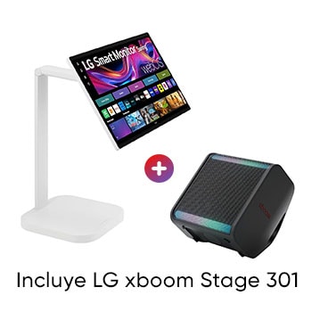 Front view of LG Monitor Inteligente Swing de 31.5 pulgadas 4K UHD + LG xboom Stage 301 32U889STAGE