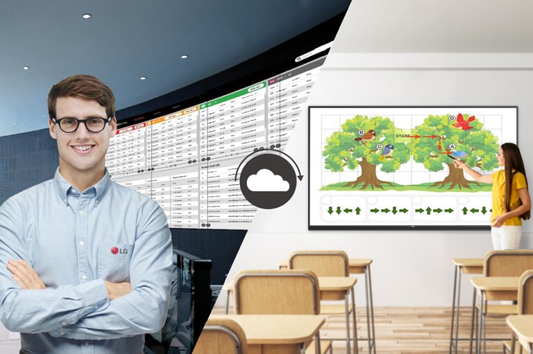 El empleado de LG está monitoreando de forma remota la serie TR3PJ instalada en un lugar diferente.