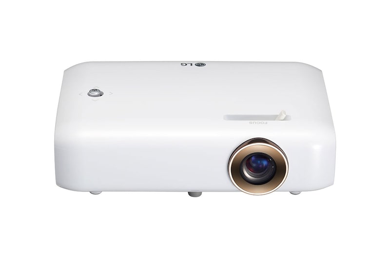 Front view of Proyector LED CineBeam con batería integrada, salida de sonido Bluetooth y Pantalla Compartida PH510PG
