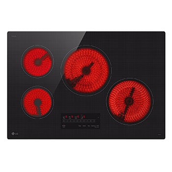Front view of Cooktop Eléctrica LG 30"  Controles SmoothTouch™ con UltraHeat™ CBEW3013BE