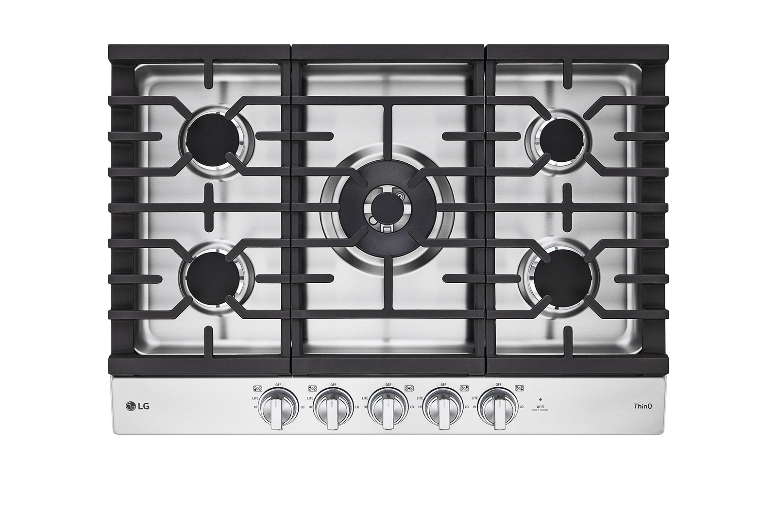 LG Estufa de gas inteligente de 36” con quemador doble UltraHeat™ de 22K BTU y perillas LED, CBGJ3627S