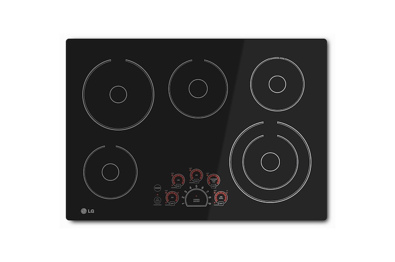 Front view of Cooktop Eléctrica 30" LG Studio con Controles SmoothTouch™ LCE3010SB