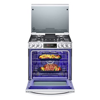 LG Estufa a Gas de 5.8 p³ LG InstaView™ + Microondas NeoChef™ Slim 1.1p Negro, LG5847MS30.BDL